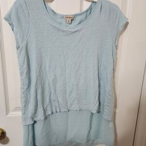 Lucky Brand Light Blue Layered Short Sleeve Tee
